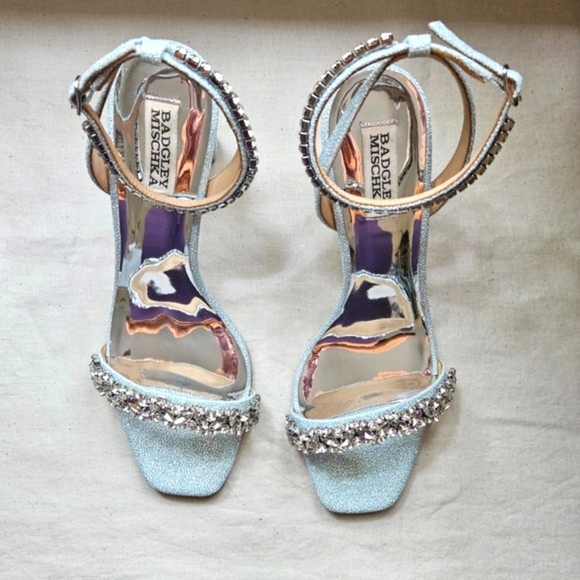 Badgley Mischka Tasmine heeled evening sandals sz 9.5 for bridal or guest - Picture 2 of 11